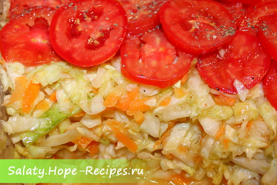 Сочный постный салат из белокочанной капусты