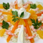 Салат «Дамский» с креветками и апельсинами